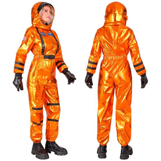 Fantasia de missão espacial laranja incrível para mulheres