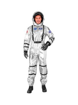 Fantasia de astronauta colonizador prateado para adultos