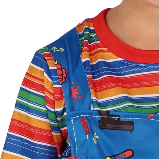 Fantasia de Brinquedo Malvado para Crianças - Camiseta e Macacão para Meninos - Fantasias de Brinquedo Maligno para Halloween, Carnaval e Festas à Fantasia - Ideal para Meninos - Azul e Multicolorido