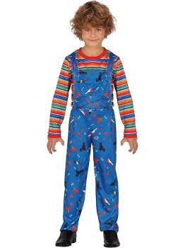 Fantasia de Brinquedo Malvado para Crianças - Camiseta e Macacão para Meninos - Fantasias de Brinquedo Maligno para Halloween, Carnaval e Festas à Fantasia - Ideal para Meninos - Azul e Multicolorido