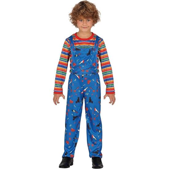 Fantasia de Brinquedo Malvado para Crianças - Camiseta e Macacão para Meninos - Fantasias de Brinquedo Maligno para Halloween, Carnaval e Festas à Fantasia - Ideal para Meninos - Azul e Multicolorido