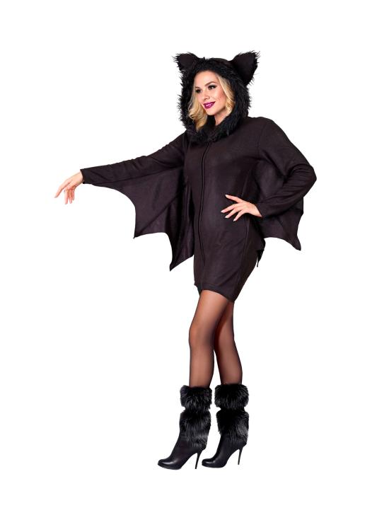 Fantasia de Morcego – Vestido de Morcego com Capuz e Asas para Mulher