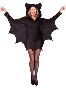 Fantasia de Morcego – Vestido de Morcego com Capuz e Asas para Mulher