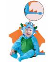 Fantasia de bebê dragão azul.