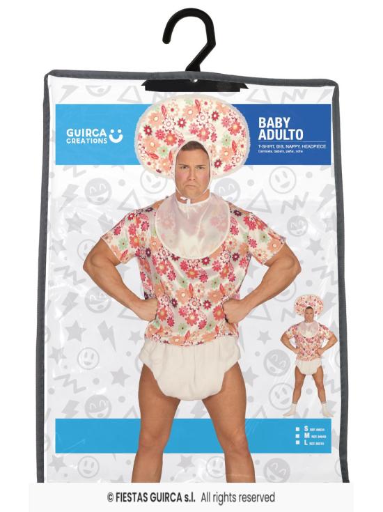 Fantasia engraçada de bebê adulto