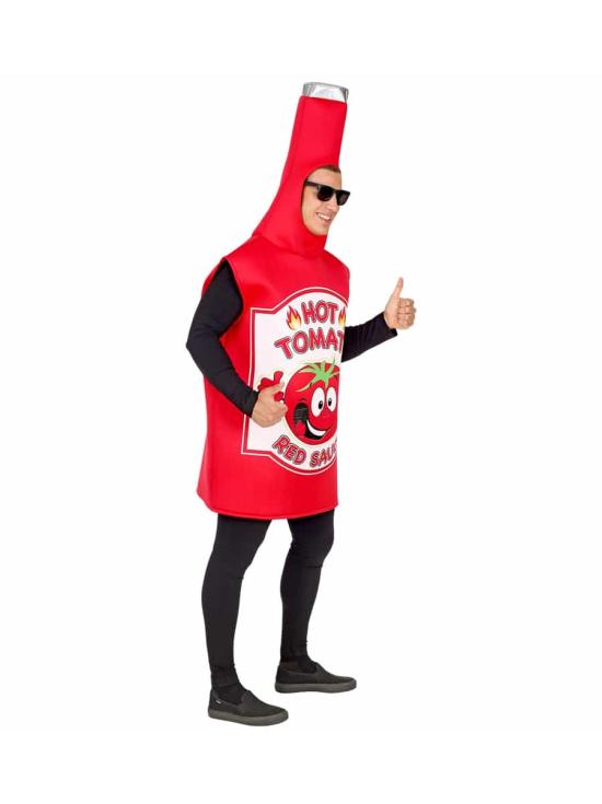 Fantasia de garrafa de ketchup tamanho adulto