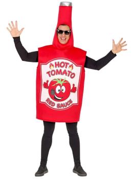 Fantasia de garrafa de ketchup tamanho adulto