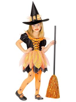 Fantasia infantil de bruxa laranja