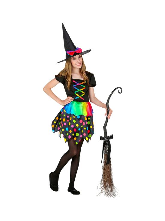 Fato de bruxa multicolor para menina