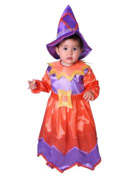 Fantasia de bruxa laranja bebê