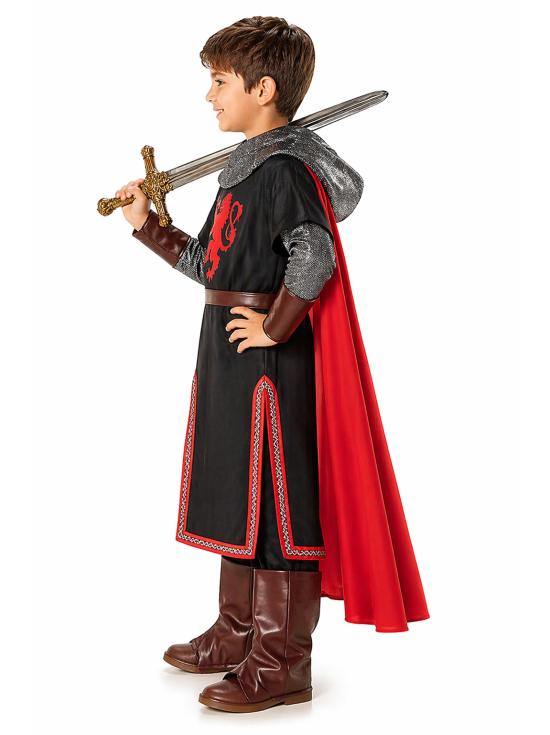 Fantasia de Cavaleiro Medieval Unissex Infantil Preta | Roupa de Cavaleiro para Menino