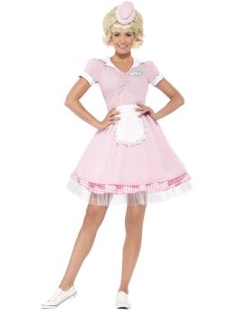 Fantasia retrô de garçonete PInk.adult
