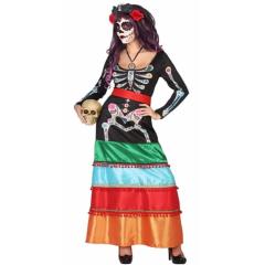 Fato Adulto Catrina Colores