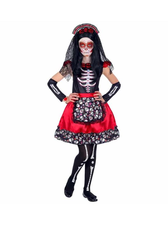 Fato Catrina Noiva da Morte tamanho criança