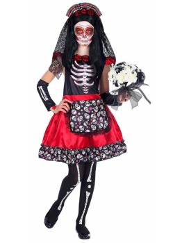 Fato Catrina Noiva da Morte tamanho criança