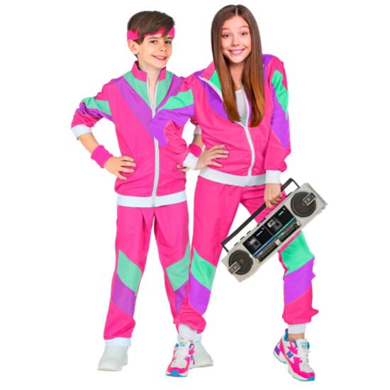 Fato de treino rosa dos anos 80, tamanho infantil Fato de treino rosa dos anos 80, tamanho infantil