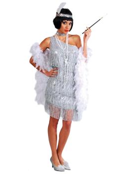 Traje adulto de prata Charleston.
