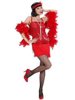Traje adulto de Charleston vermelho da década de 1920