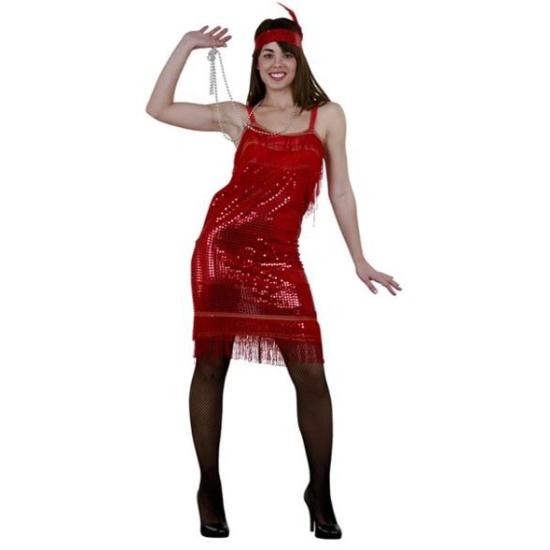 Fato de Charleston vermelho para adulto.