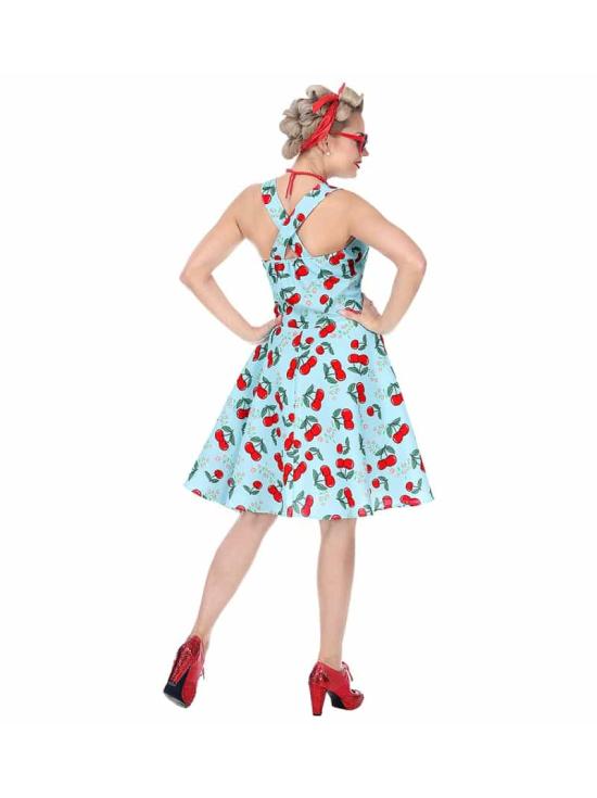 Traje de menina azul da moda dos anos 50 tamanho adulto