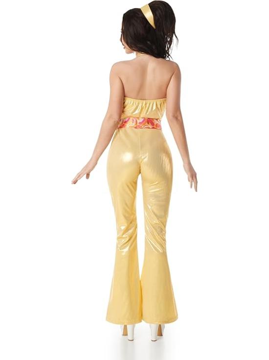 Fantasia Disco Dourada Feminina Anos 70