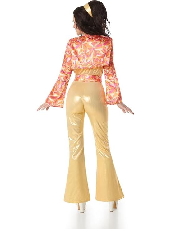 Fantasia Disco Dourada Feminina Anos 70