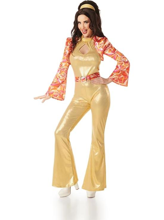Fantasia Disco Dourada Feminina Anos 70