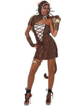Fantasia de menina leopardo adulta