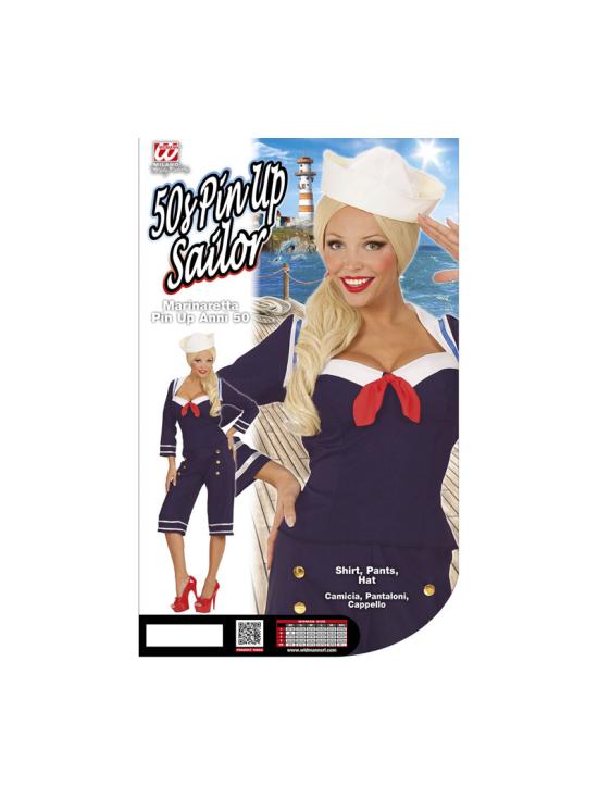Fantasia de marinheiro pin-up dos anos 50 para adultos