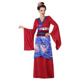 Fantasia de quimono vermelho chinês para mulheres