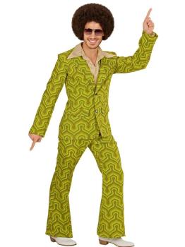 Fato de Disco Chulo verde anos 70 para adulto