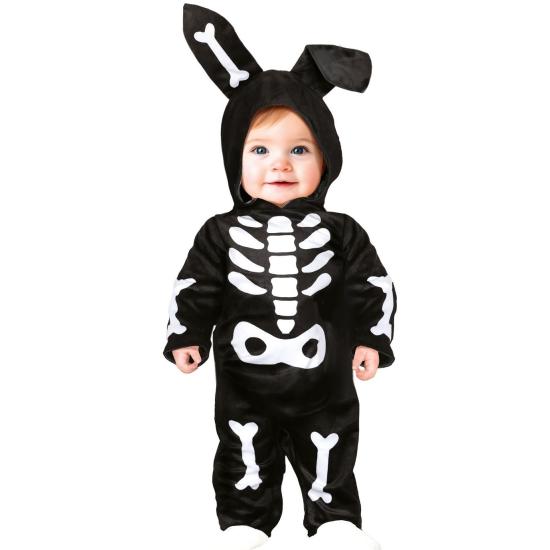 Fantasia de bebê esqueleto de coelho preto