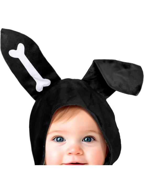 Fantasia de bebê esqueleto de coelho preto
