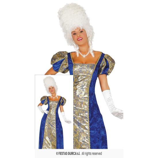 Traje de cortesã azul de época. Traje de cortesã azul de época.