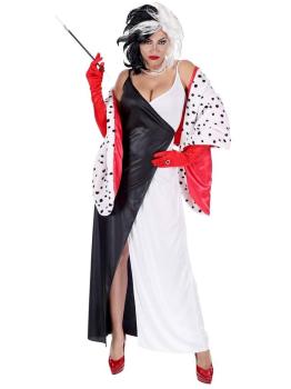 Fantasia adulta de luxo Cruella de Vil 101 Dálmatas