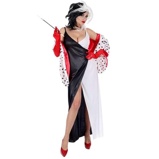 Fantasia adulta de luxo Cruella de Vil 101 Dálmatas