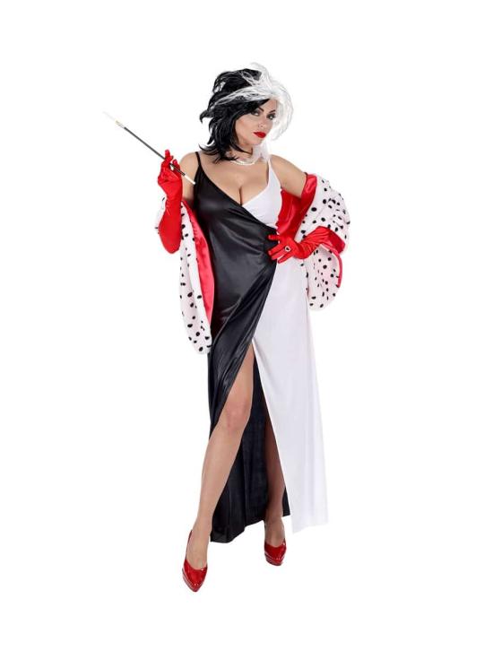 Fantasia adulta de luxo Cruella de Vil 101 Dálmatas