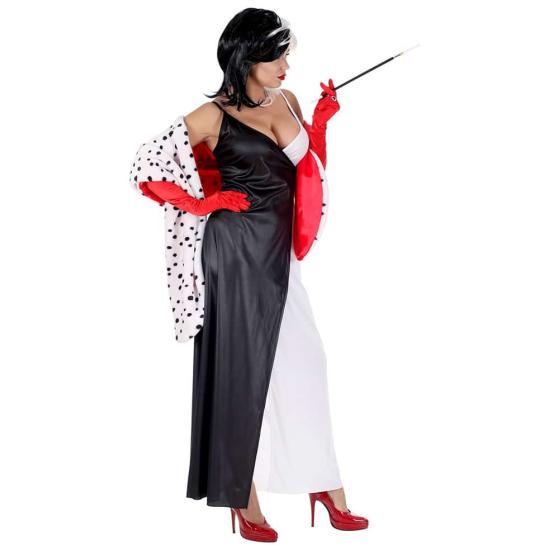 Fantasia adulta de luxo Cruella de Vil 101 Dálmatas