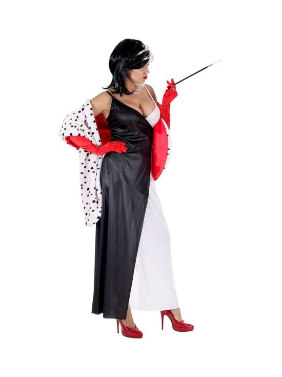 Fantasia adulta de luxo Cruella de Vil 101 Dálmatas