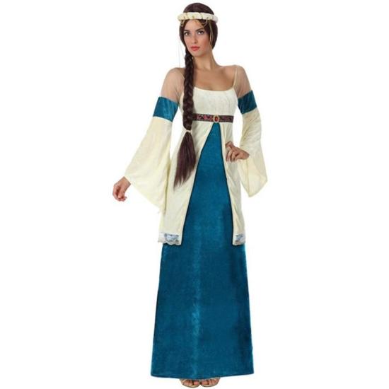 Fato de senhora medieval azul adulto Fato de senhora medieval azul adulto
