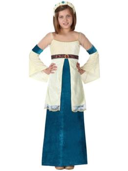 Fato de senhora medieval azul para menina