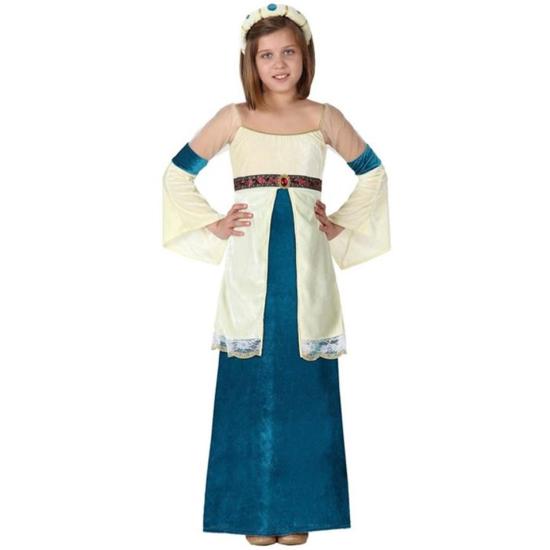 Fato de senhora medieval azul para menina Fato de senhora medieval azul para menina