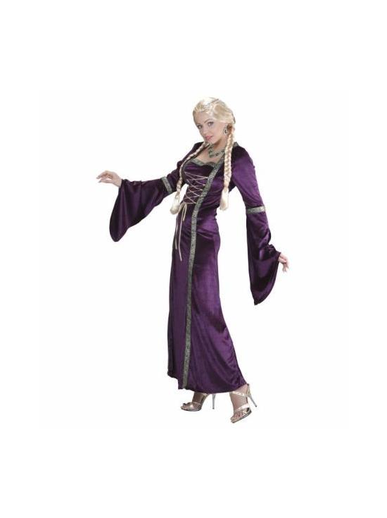 Fato de senhora medieval roxo adulto tamanho M