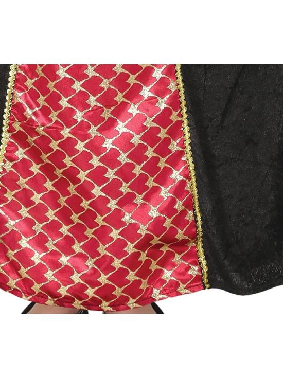 Fato de senhora medieval preto e vermelho para menina