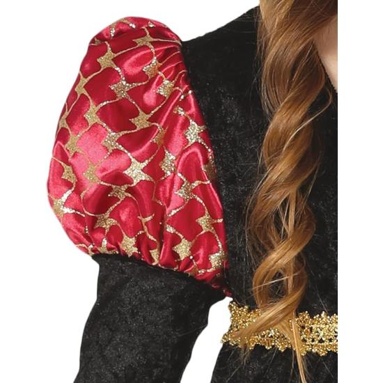 Fato de senhora medieval preto e vermelho para menina Fato de senhora medieval preto e vermelho para menina