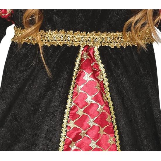 Fato de senhora medieval preto e vermelho para menina Fato de senhora medieval preto e vermelho para menina