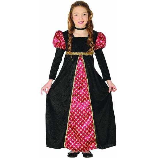Fato de senhora medieval preto e vermelho para menina Fato de senhora medieval preto e vermelho para menina