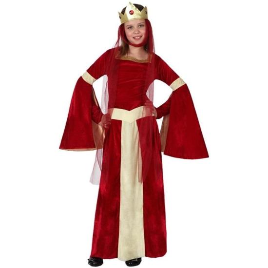 Fato de senhora medieval vermelha para menina Fato de senhora medieval vermelha para menina