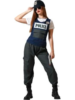 Fantasia feminina de agente de segurança