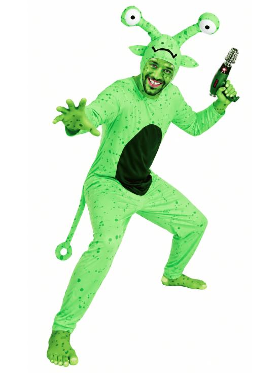 Fantasia de Alienígena para Adultos Masculinos – Extraterrestre Verde com Olhos